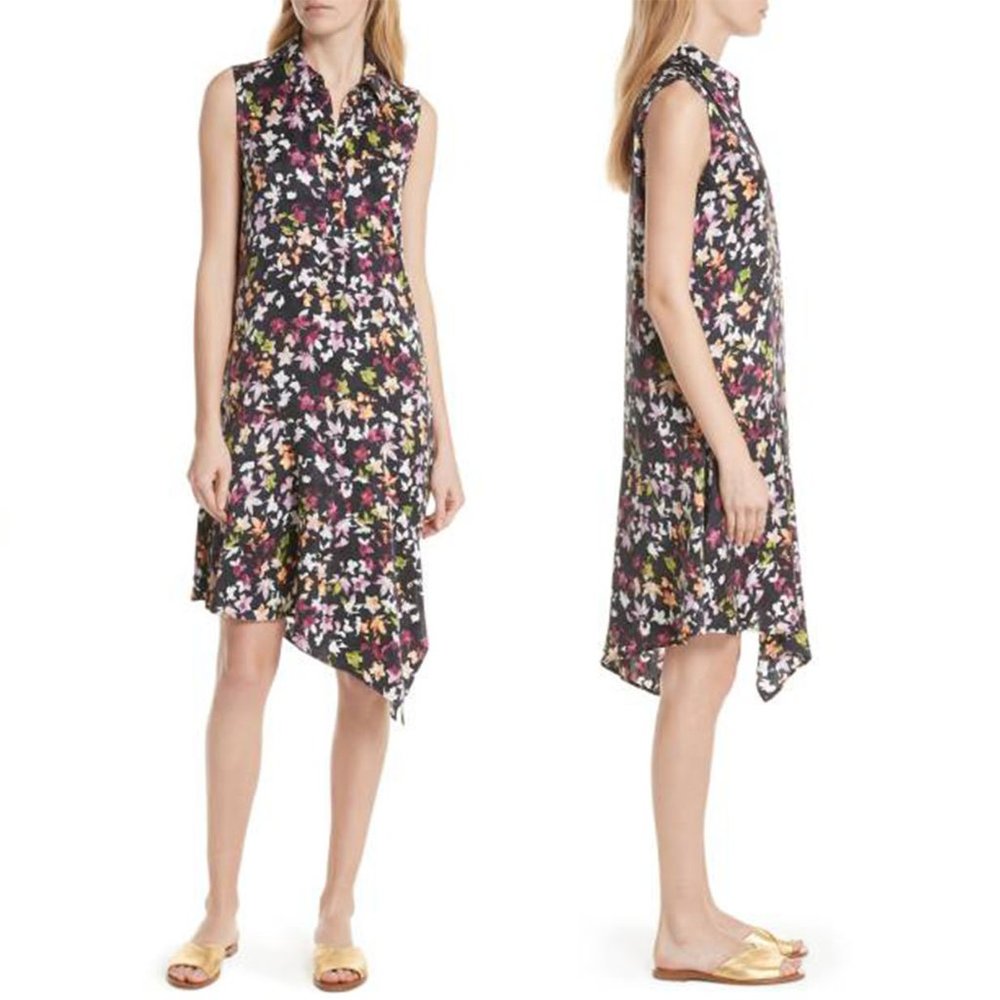 Equipment Tira Asymmetrical Hem Silk Dress